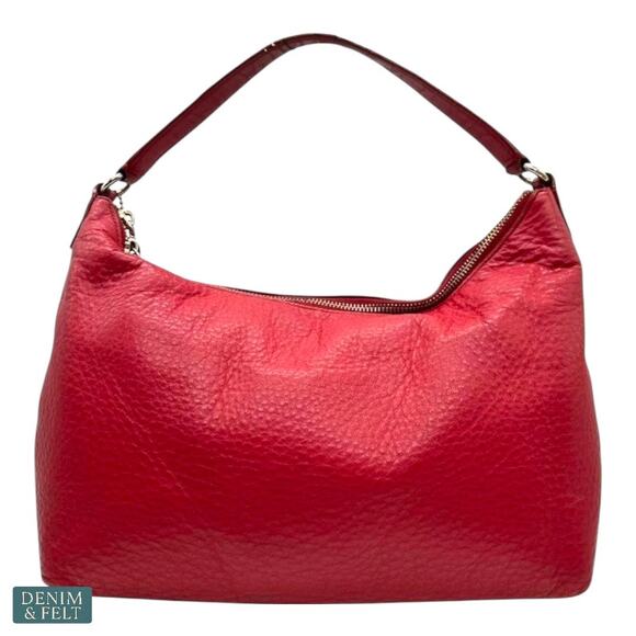 Coach Red Pebbled Leather Hobo Shoulder Bag w/ Crossbody Strap Gold Hardware - Picture 3 of 16